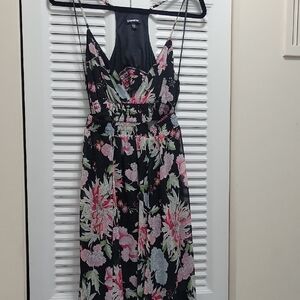Express Floral Maxi Dress - Black, Pink, Green